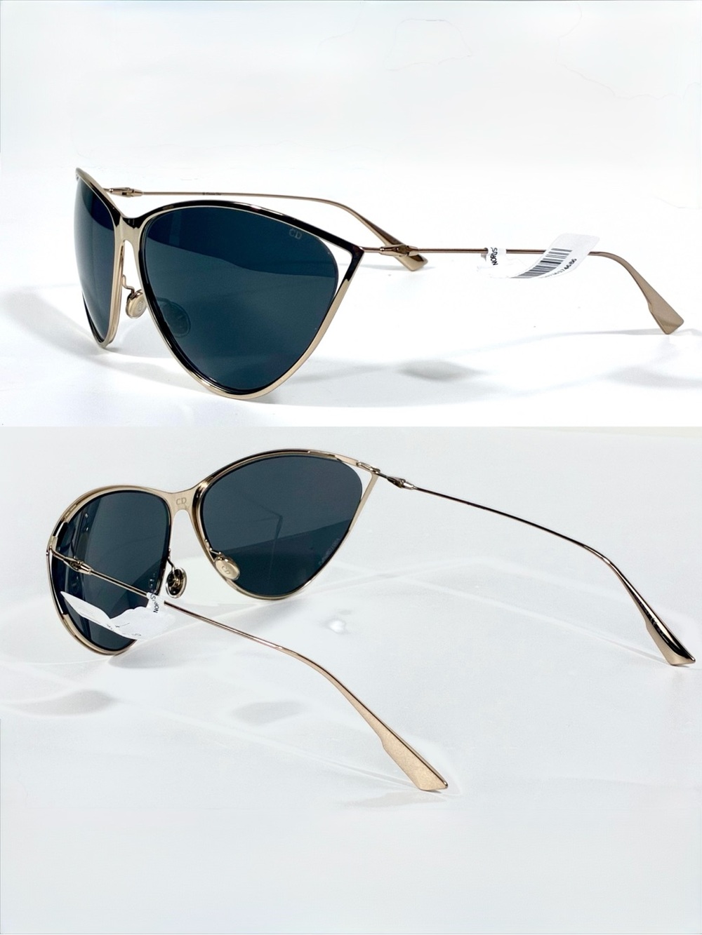 Christian Dior New Motards 65mm Oversize Cat Eye Sunglasses Gold Grey NEW